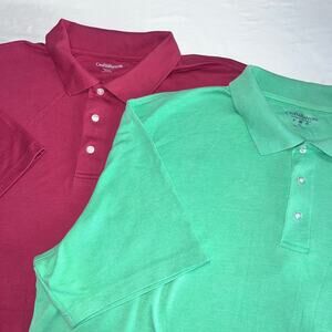✨Lot 2 Croft & Barrow Men Polo Shirts XXL Burgundy Green Short Sleeve Cotton